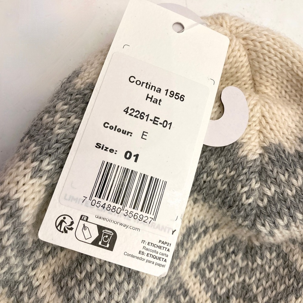 Dale of Norway Cortina 1956 Hat Norwegian Wool Lined Gray Cream One Size Beanie - Picture 7 of 8